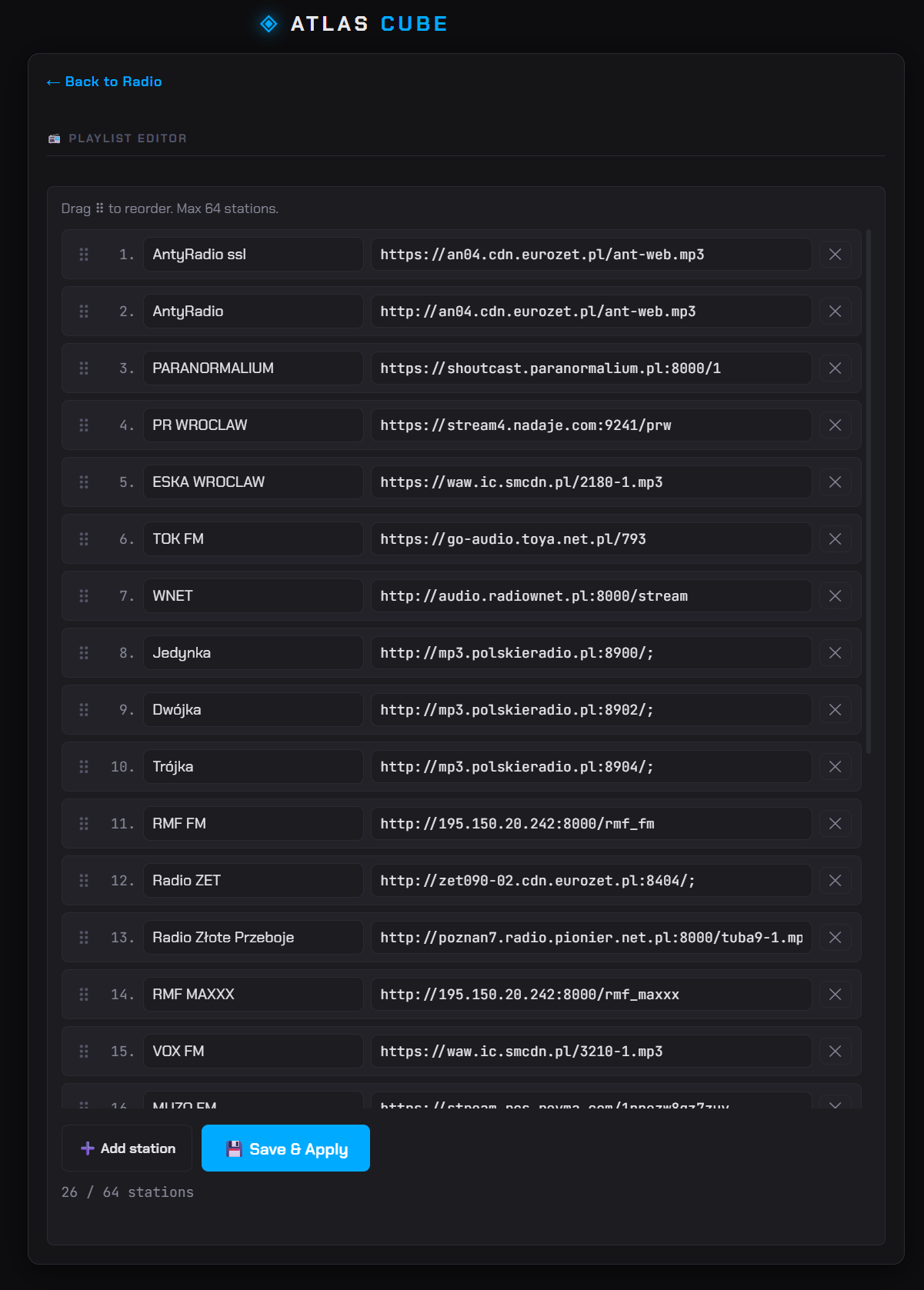 Web UI — playlist