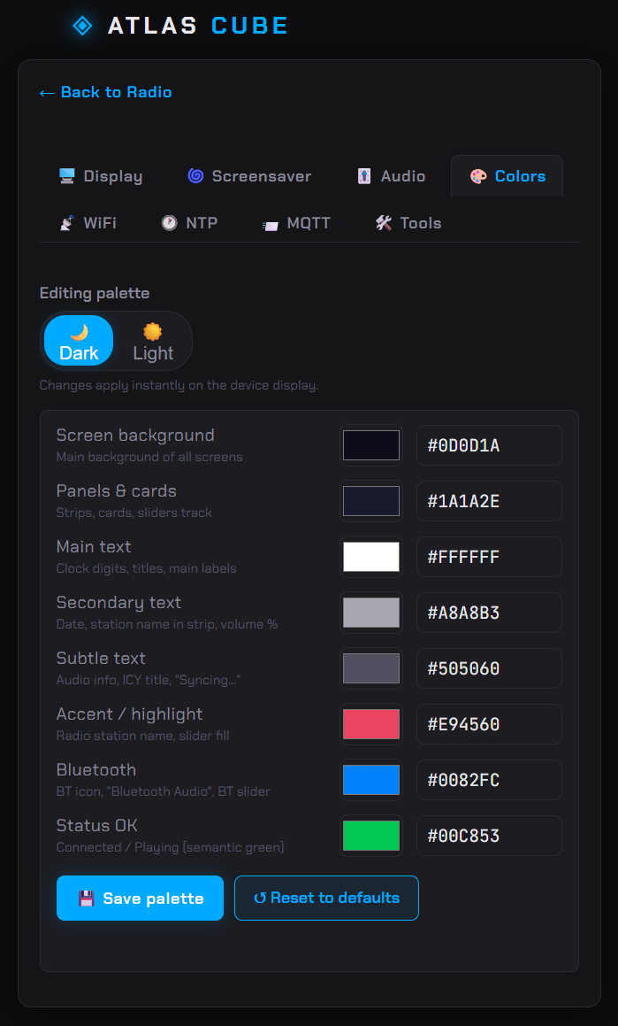 Web UI — theme